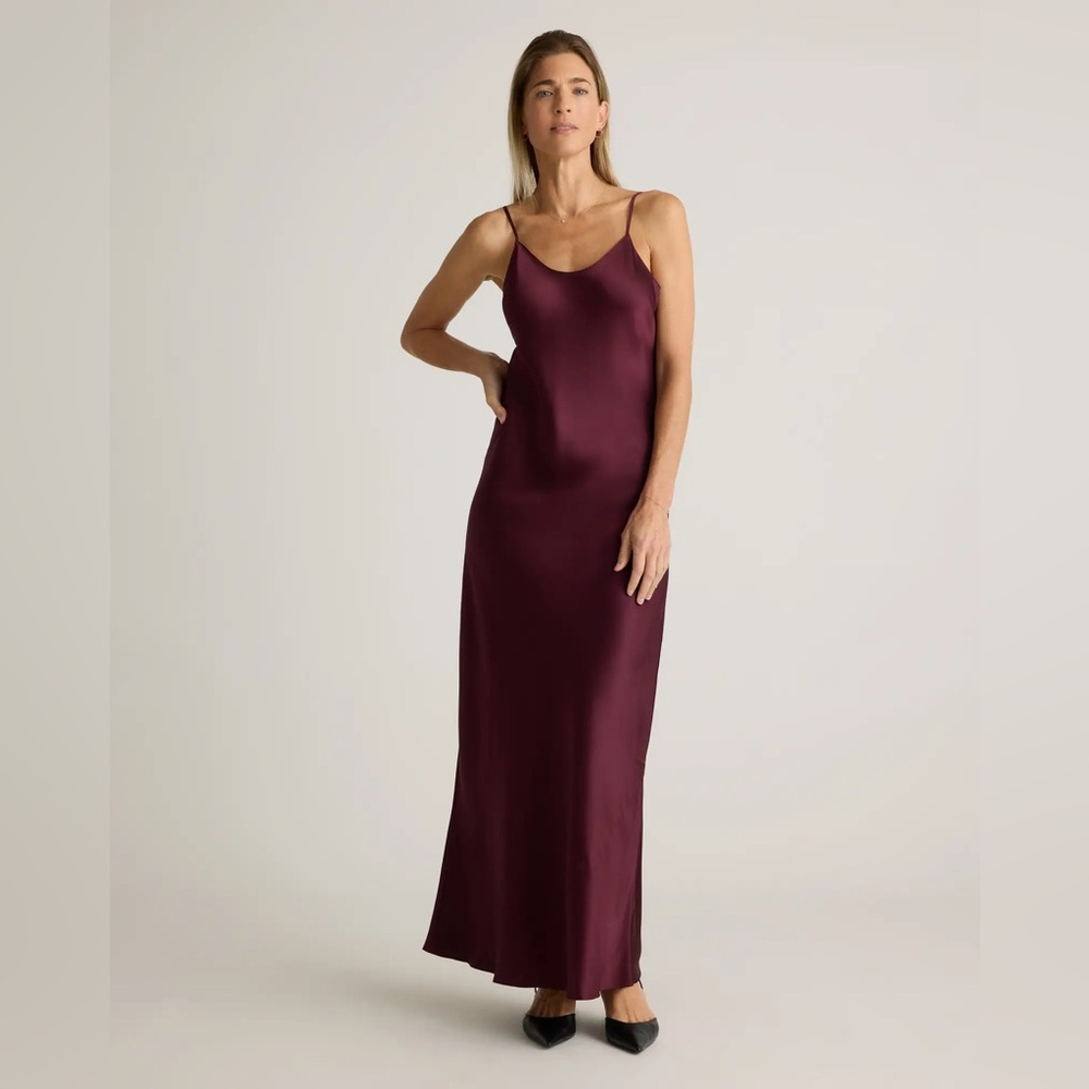 Quince 100% Silk Washable Burgandy Maxi Slip Dress. Small. Color: Wine Tasting